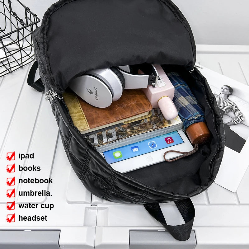 Light Space Down Women's Backpack Laptop Bags Casual Female School Backpack