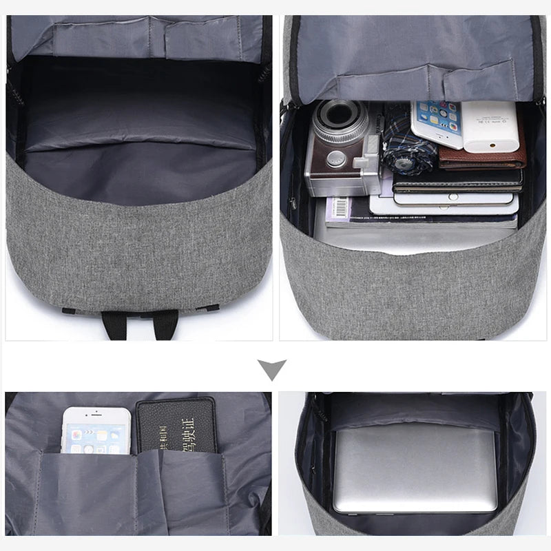 USB Charging Backpack Men Casual College School Bags Notebook Backpacks Canvas M