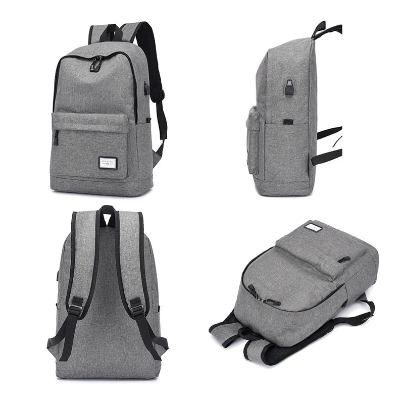 USB Charging Backpack Men Casual College School Bags Notebook Backpacks Canvas M