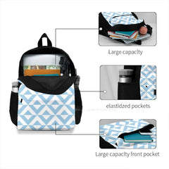 Lightblue Diamond Chevron Pattern Travel Laptop Backpack Bag