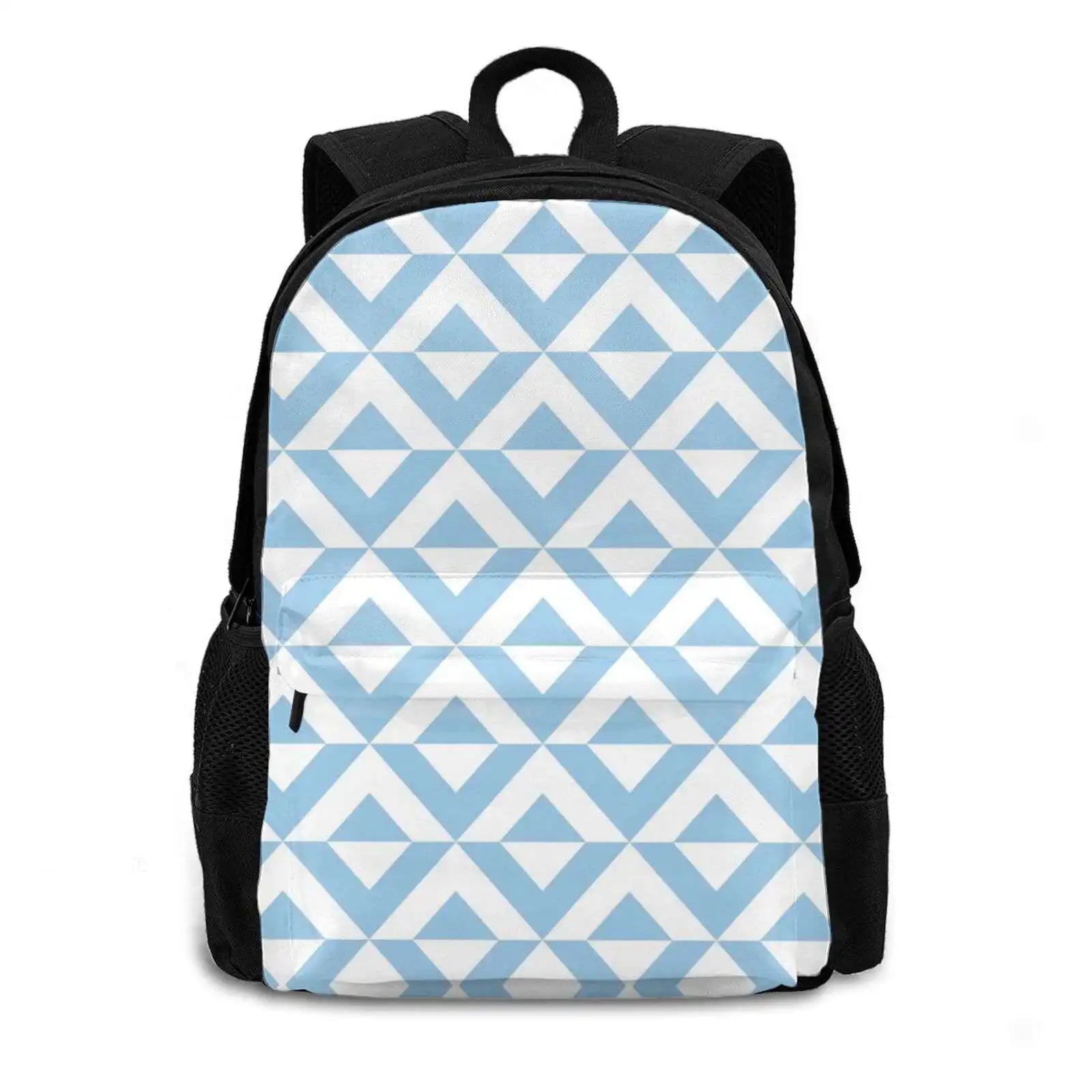 Lightblue Diamond Chevron Pattern Travel Laptop Backpack Bag