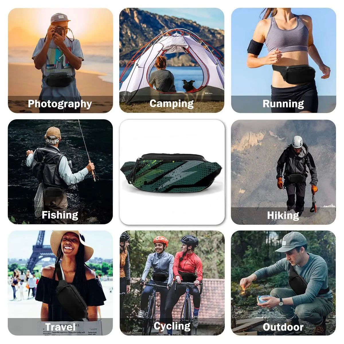 Lightning Pattern Waist Bag Outdoor Running Bag Men's Breast Package