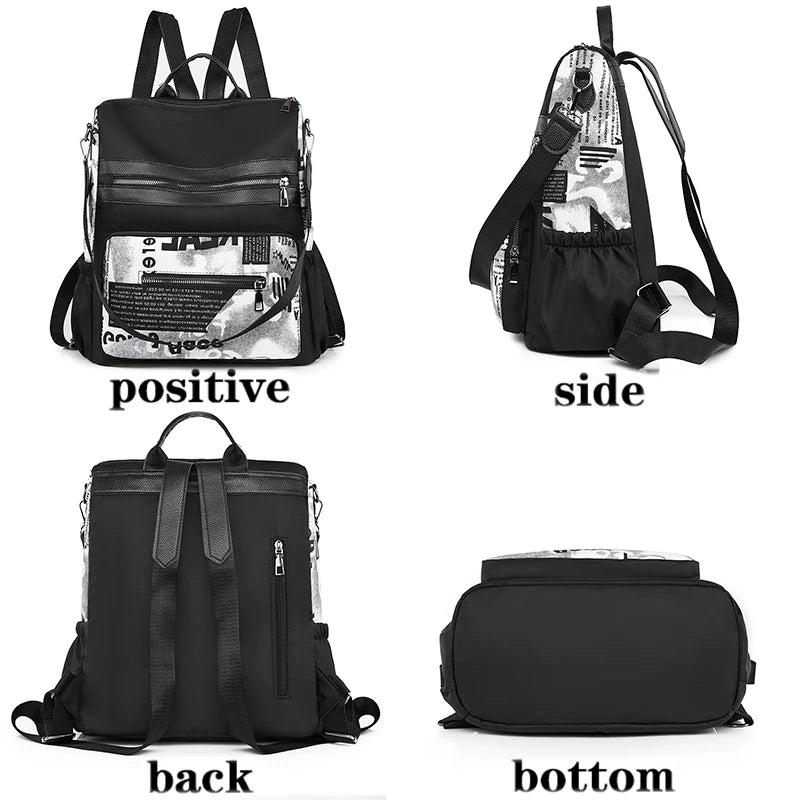 Durable Oxford Cloth Backpack Lightweight Large Capacity Water Repellent