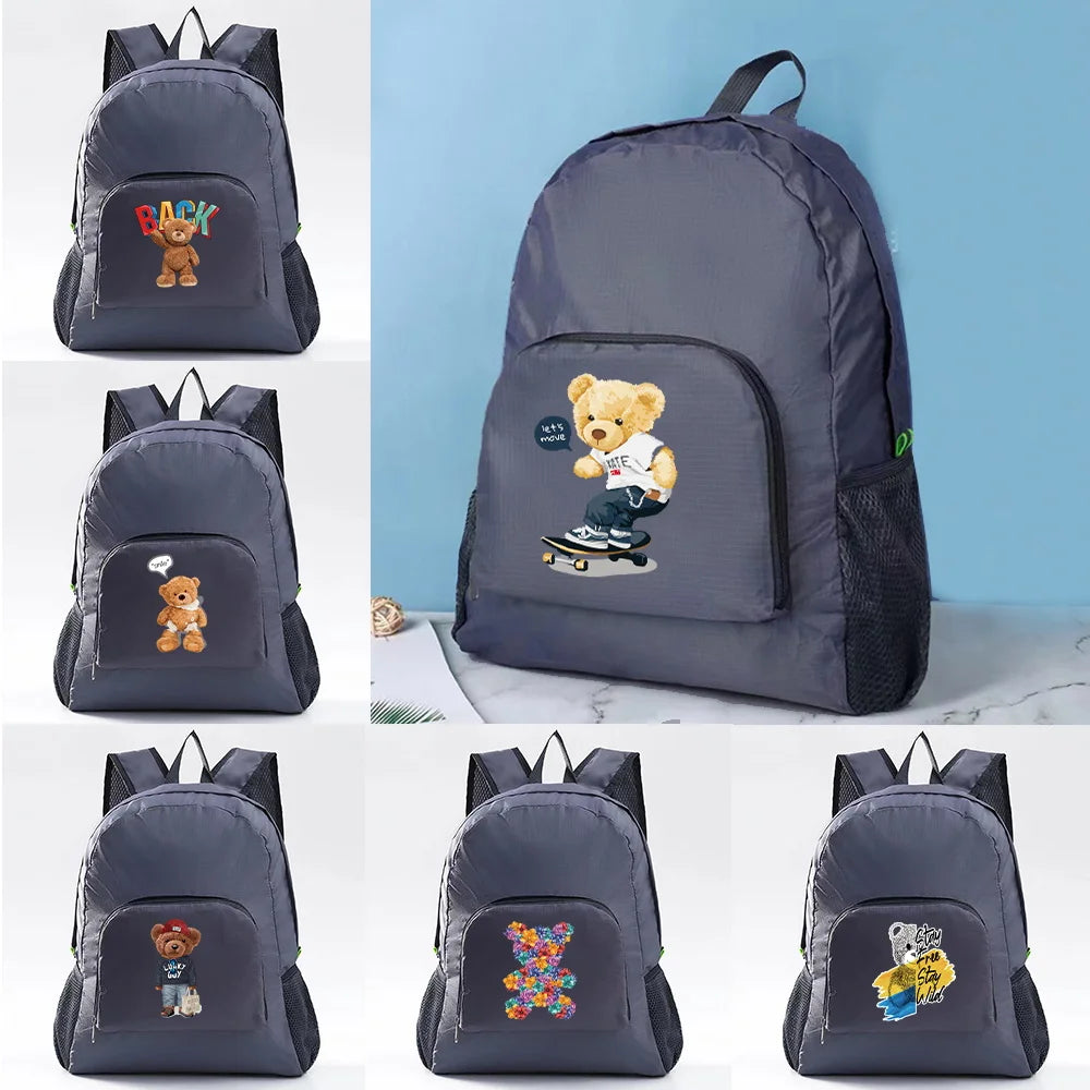Foldable Backpack Bear Print Daypack Lightweight for Outdoor Travel Hiking