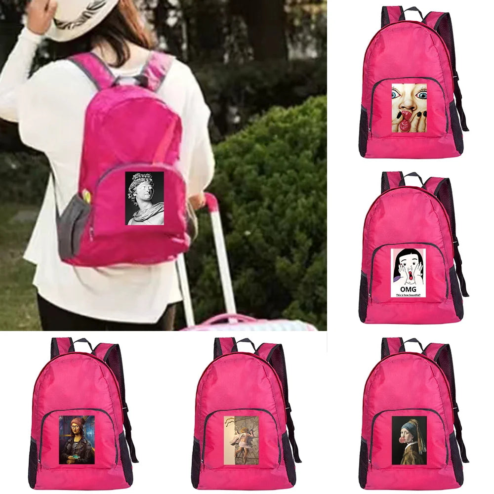 Funny Print Foldable Outdoor Backpack Pink