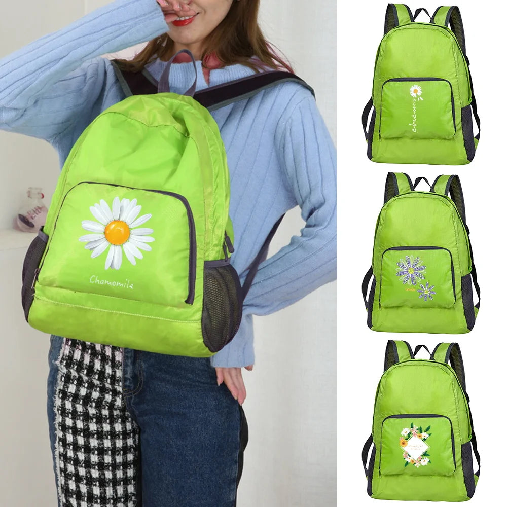 Daisy Print Packable Backpack Ultralight Foldable Daypack Bag