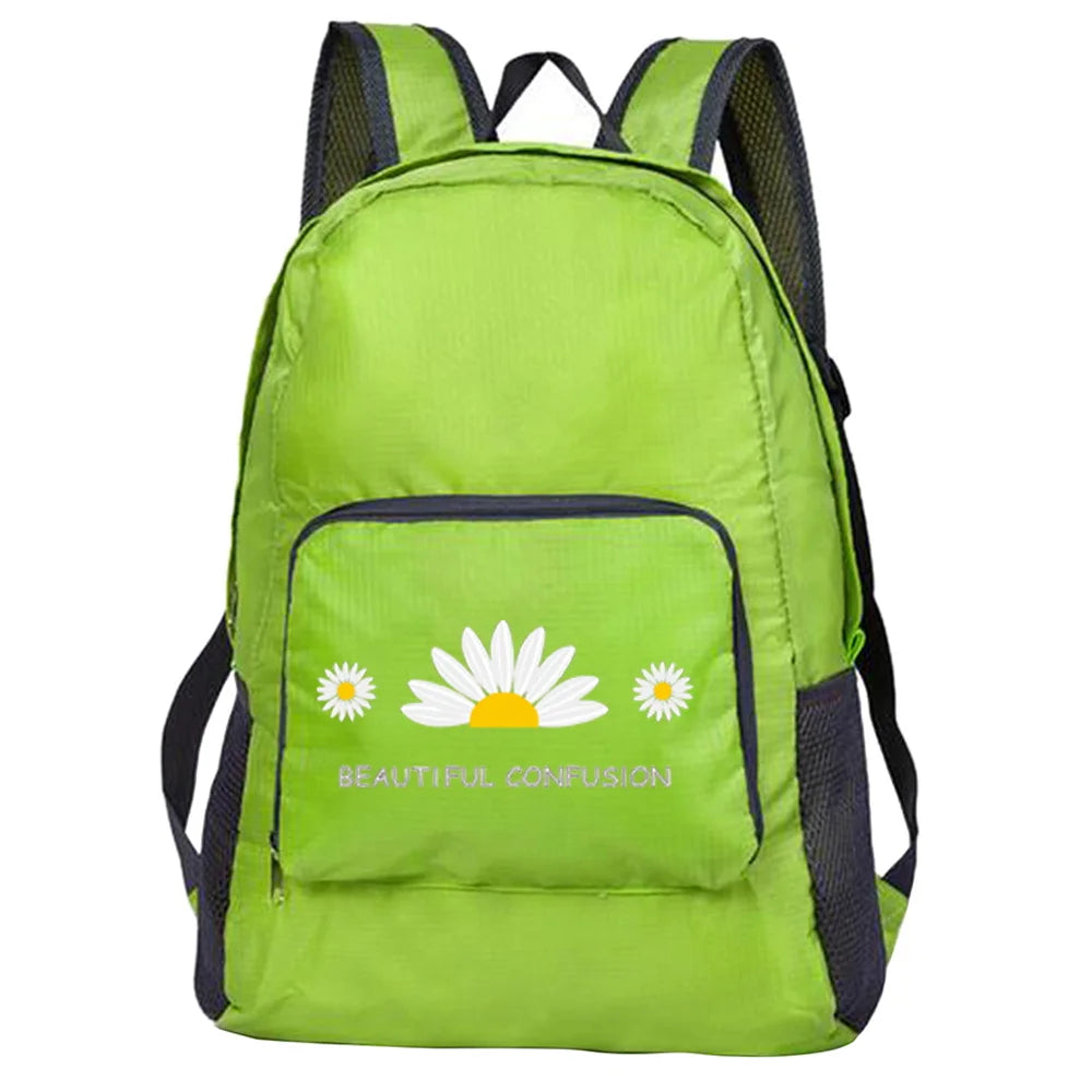 Daisy Print Packable Backpack Ultralight Foldable Daypack Bag