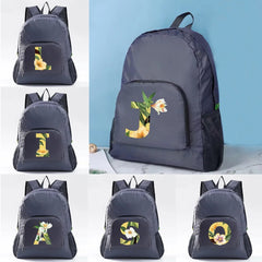Floral Letter Print Packable Backpack for Men Women