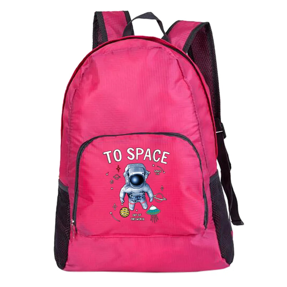 Packable Backpack Ultralight Outdoor Folding Organizer Astronaut Print