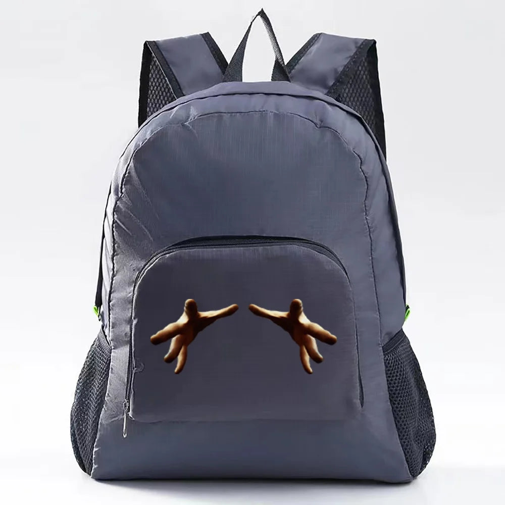 Foldable Backpack Lightweight Portable Bag 3D Printed Travel Hiking Grey