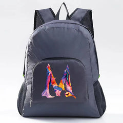 Portable Foldable Backpack Climbing Travel Hiking Bag Paint Letter Pattern