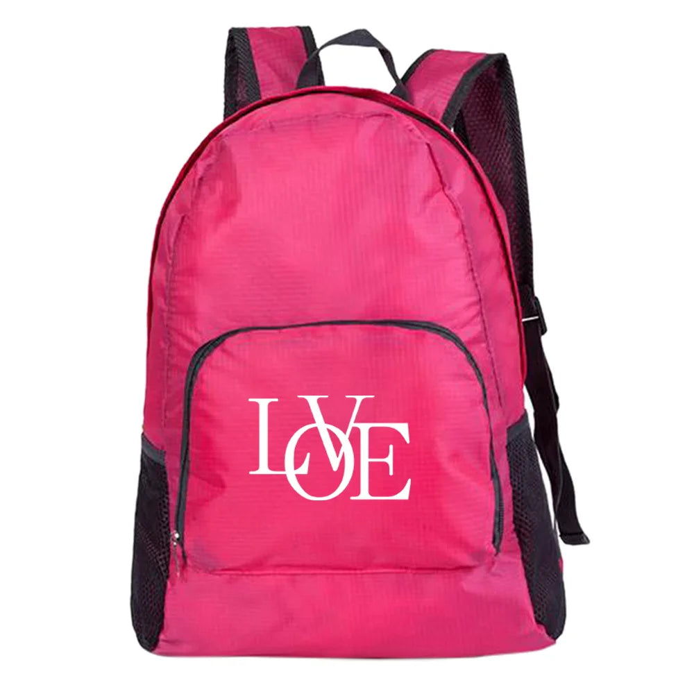 Ultralight Portable Foldable Print Backpack Pink for Travel Hiking