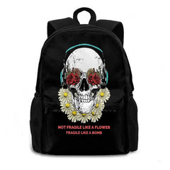 Skull Flower Fragile Like Flower Backpack for Men Women