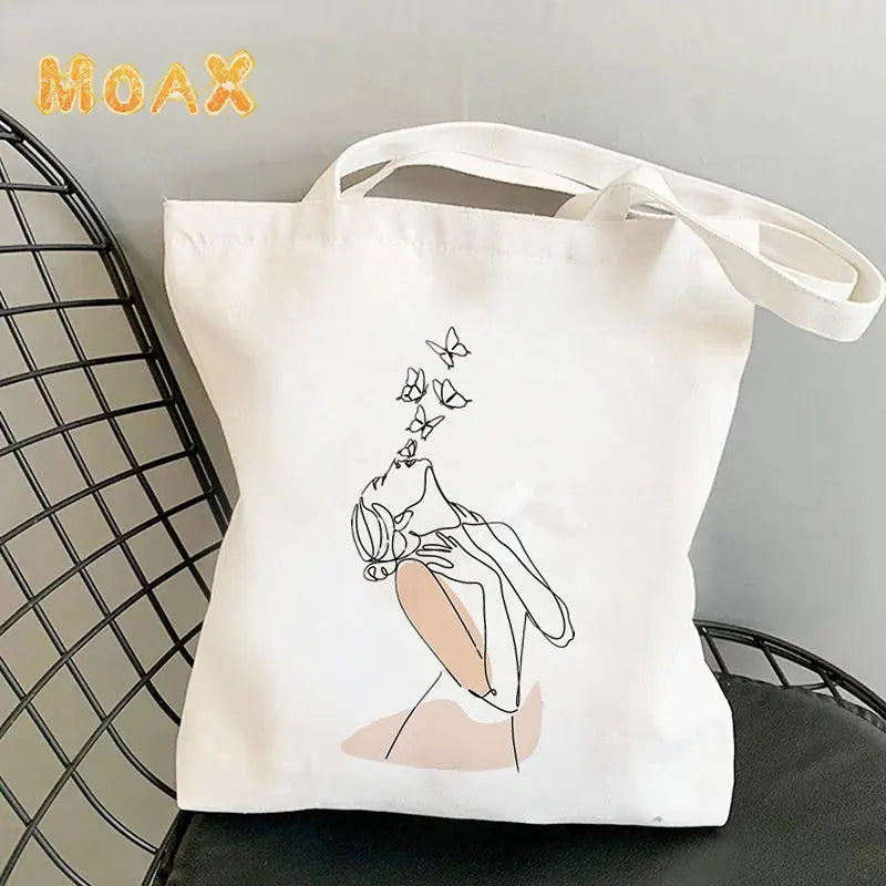 Graceful Printed Shopping Bag Women Harajuku Canvas Eco Tote Bag