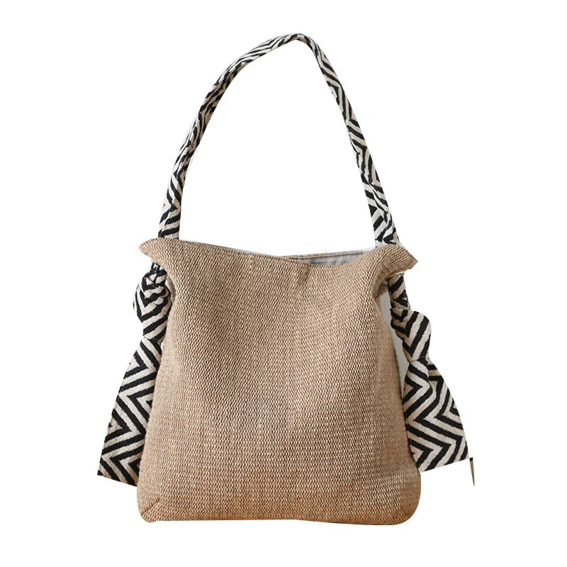 Linen Art Cloth Bag Women One-shoulder Canvas Casual Large Capacity
