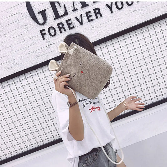 Linen Rabbit Cotton Messenger Bags for Women