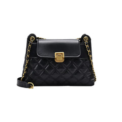 Lingge Chain Large Capacity Shoulder Bag for Women Winter Pu Messenger Bag