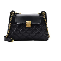 Lingge Chain Large Capacity Shoulder Bag for Women Winter Pu Messenger Bag