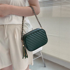 Lingge Embroidery Thread Bag Retro Female Slung PU Chain Bag