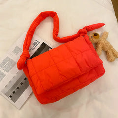 Lingge Padded Crossbody Bag Winter Women's Handbag Purse
