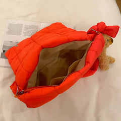 Lingge Padded Crossbody Bag Winter Women's Handbag Purse