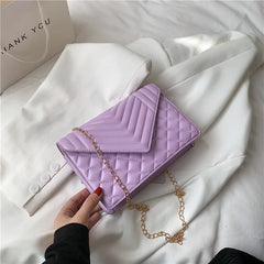 Lingge PU Leather Crossbody Bags for Women Chain Shoulder Handbags