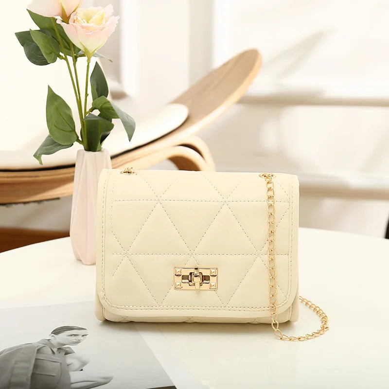 Lingge Small Square Bag Ladies Embroidered Shoulder Handbag