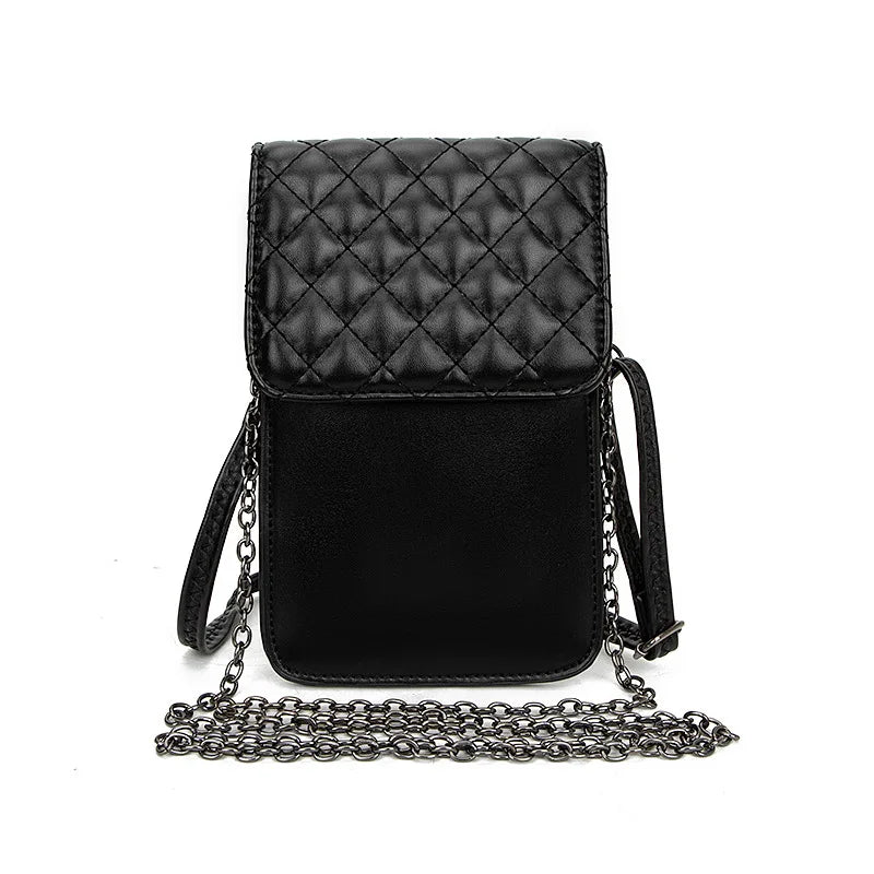 Lingge Mobile Phone Bag Double Layer Strap Shoulder Bag Women Purse