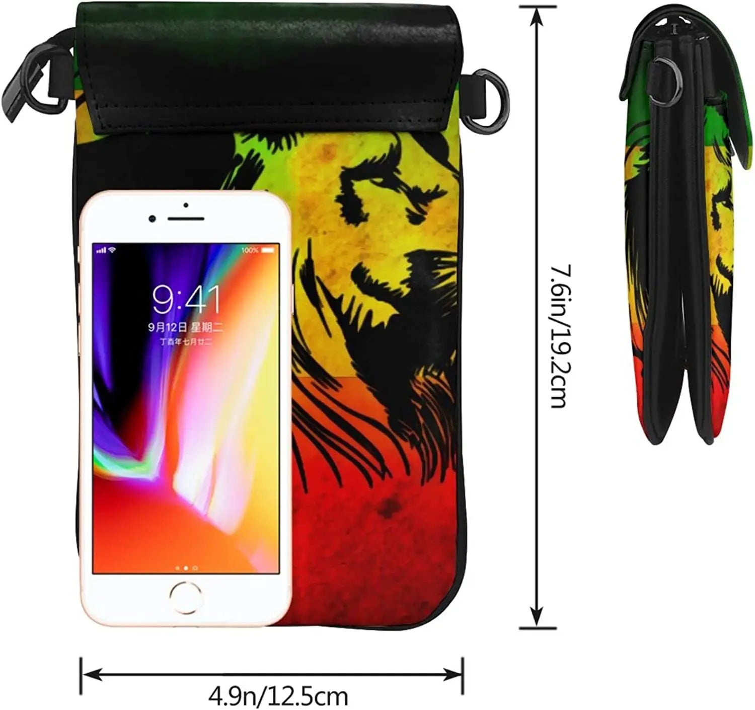 Lion Jamaica Flag Crossbody Cell Phone