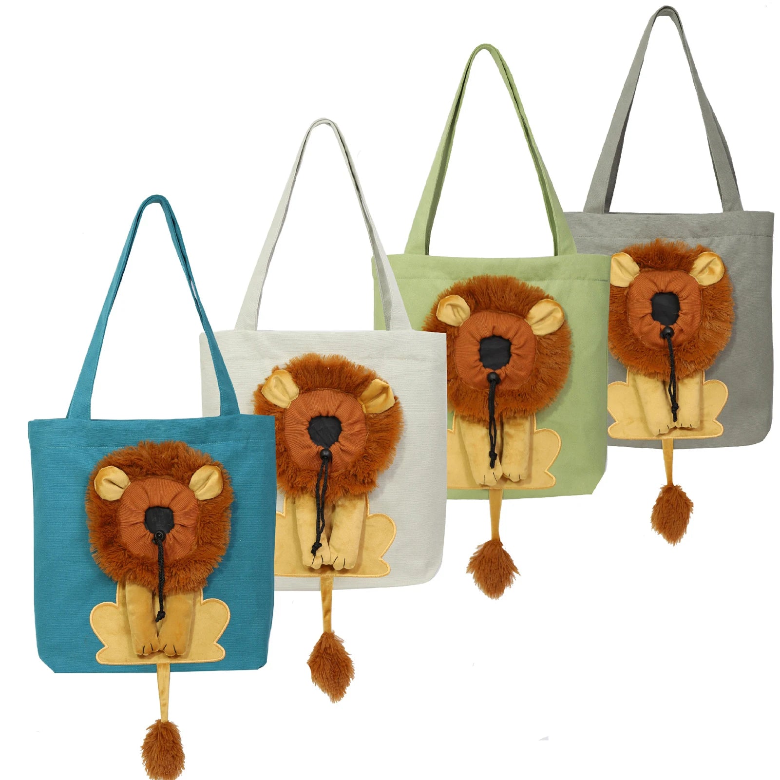 Lion Shape Cat Carrier Bag Adjustable Zipper Canvas Tote Pouch