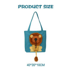 Lion Shape Cat Carrier Bag Adjustable Zipper Canvas Tote Pouch
