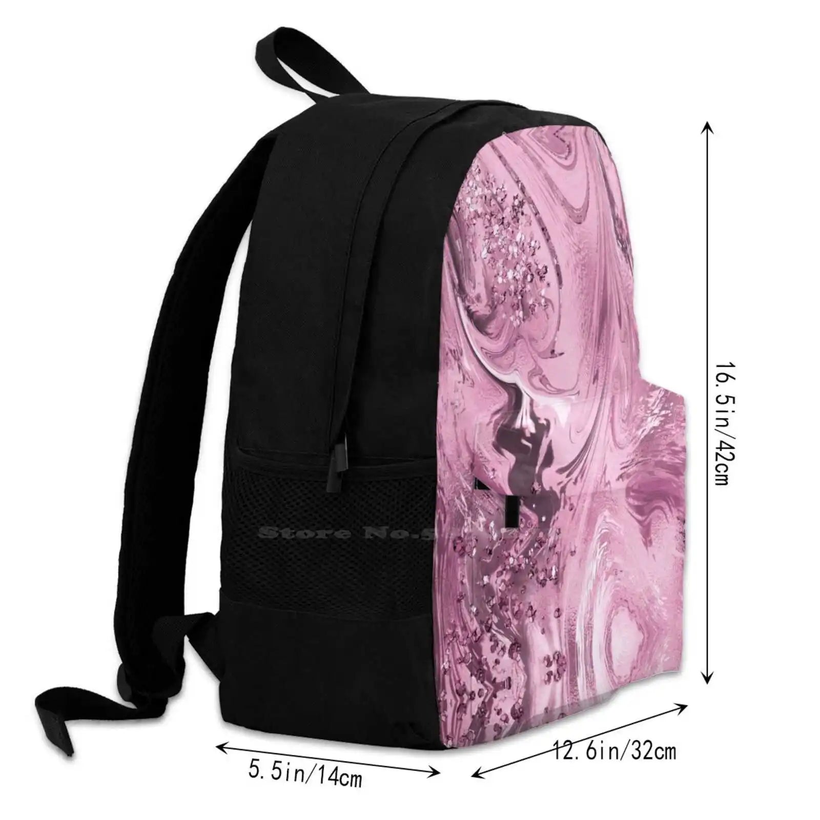 Liquid Texture Art Glitter Detail Backpack