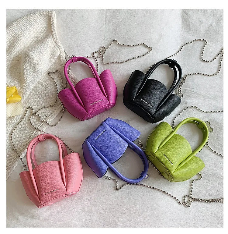 Litchi Pattern Ladies Petal Shoulder Purses Candy Women Hand Bags