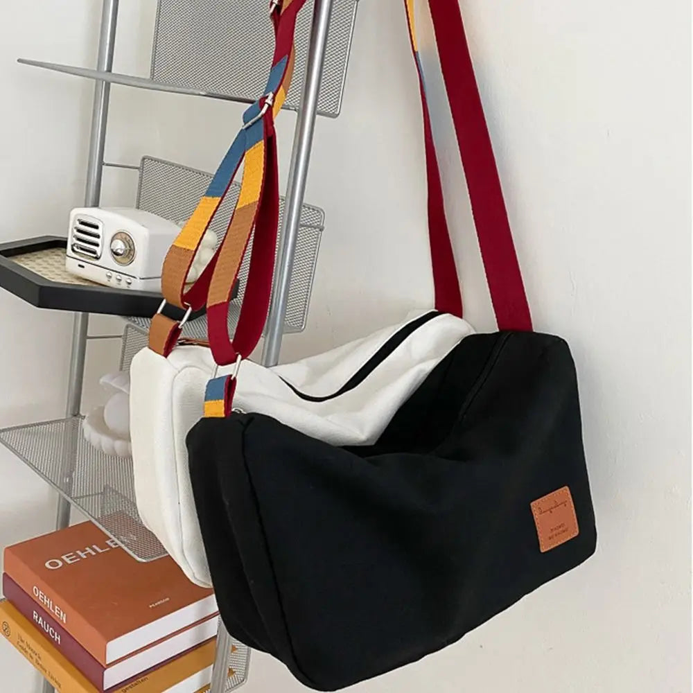 Canvas Shoulder Bags Solid Soft Leisure Crossbody Bag for Women