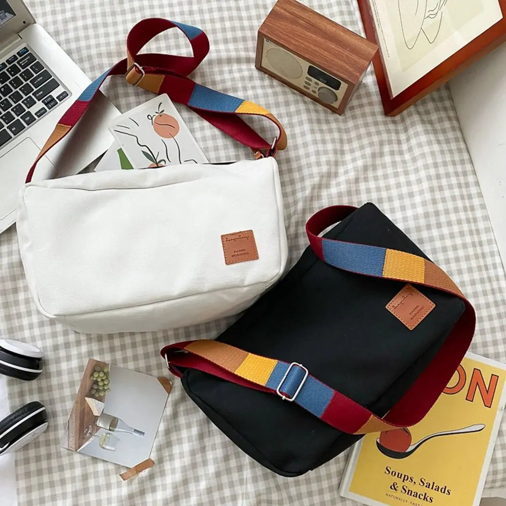 Canvas Shoulder Bags Solid Soft Leisure Crossbody Bag for Women