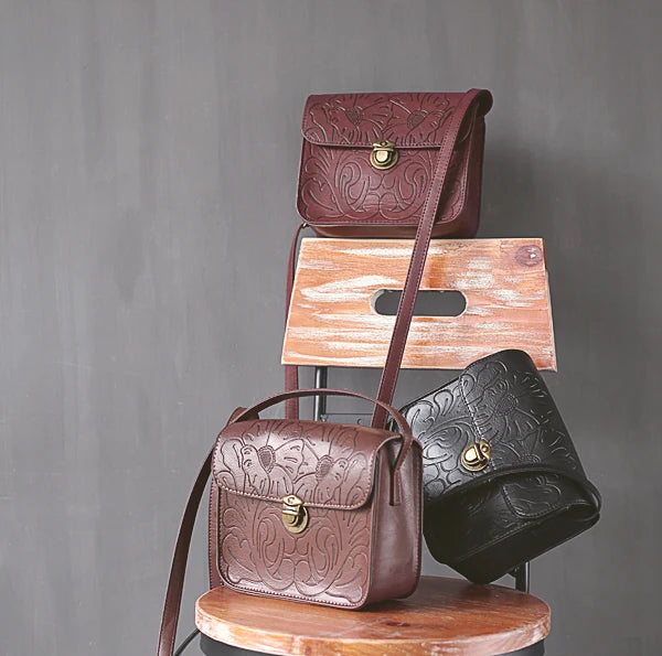 Vintage Retro Square Shoulder Bag with Buckle