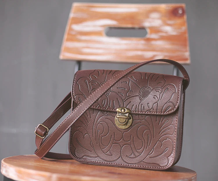 Vintage Retro Square Shoulder Bag with Buckle