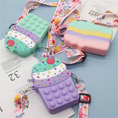 Ice Cream Crossbody Bag w/ Detachable Strap & Fidget Toy Wallet