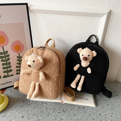 Cartoon 3D Bear Plush Kids Backpack