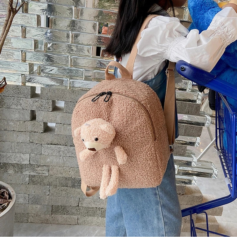 Cartoon 3D Bear Plush Kids Backpack