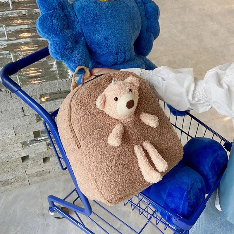 Cartoon 3D Bear Plush Kids Backpack