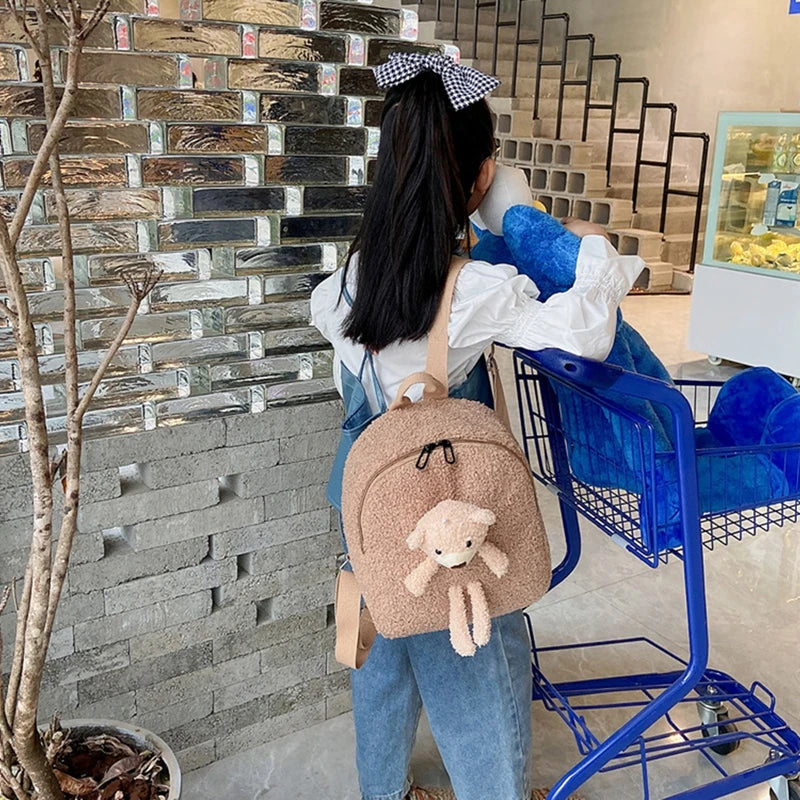Cartoon 3D Bear Plush Kids Backpack
