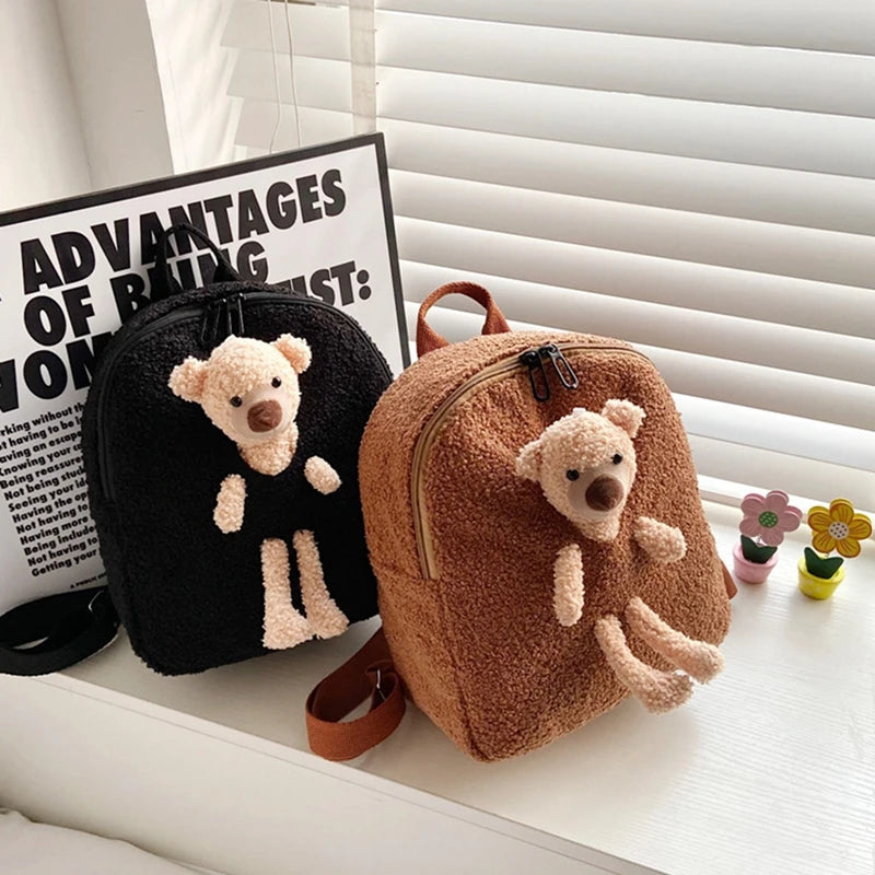 Cartoon 3D Bear Plush Kids Backpack