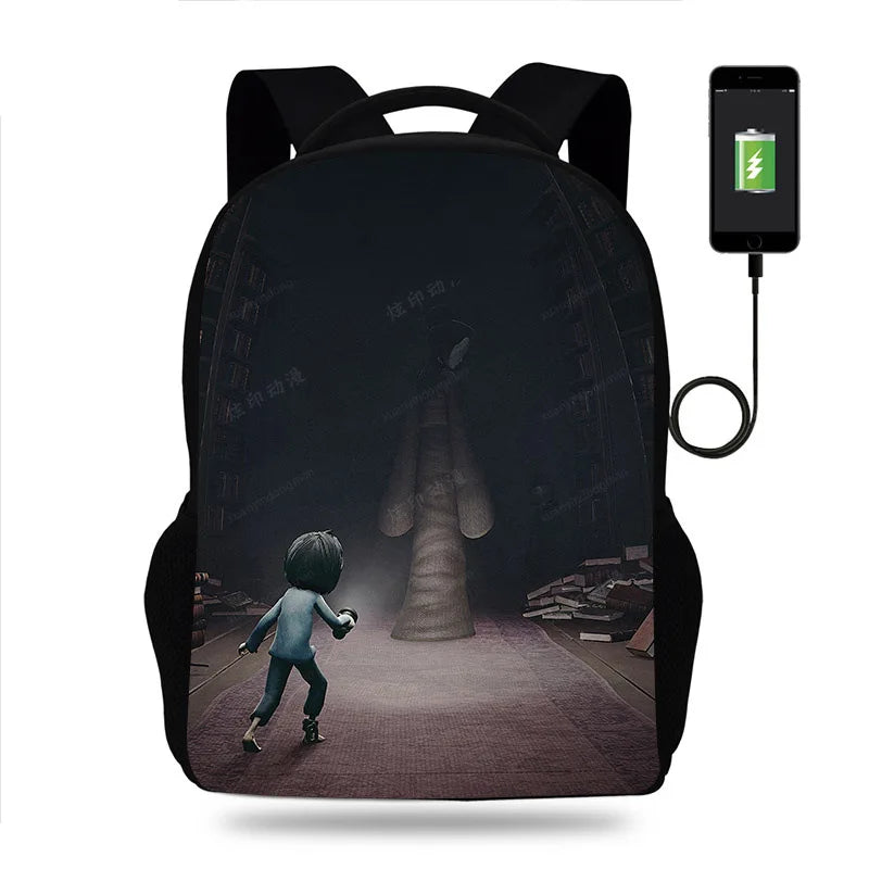 Little Nightmares USB Charging Backpack Bag Unisex School Travel Bags
