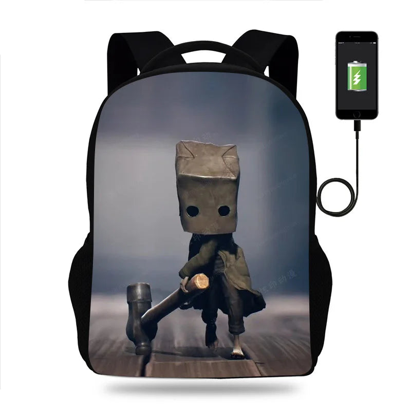 Little Nightmares USB Charging Backpack Bag Unisex School Travel Bags