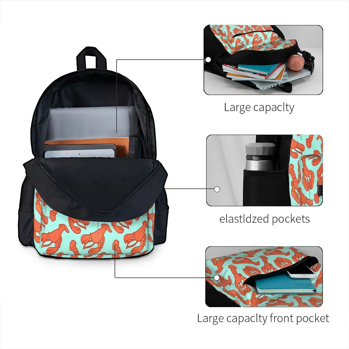 Lobster Addiction Backpacks Men's Zipper Backpack