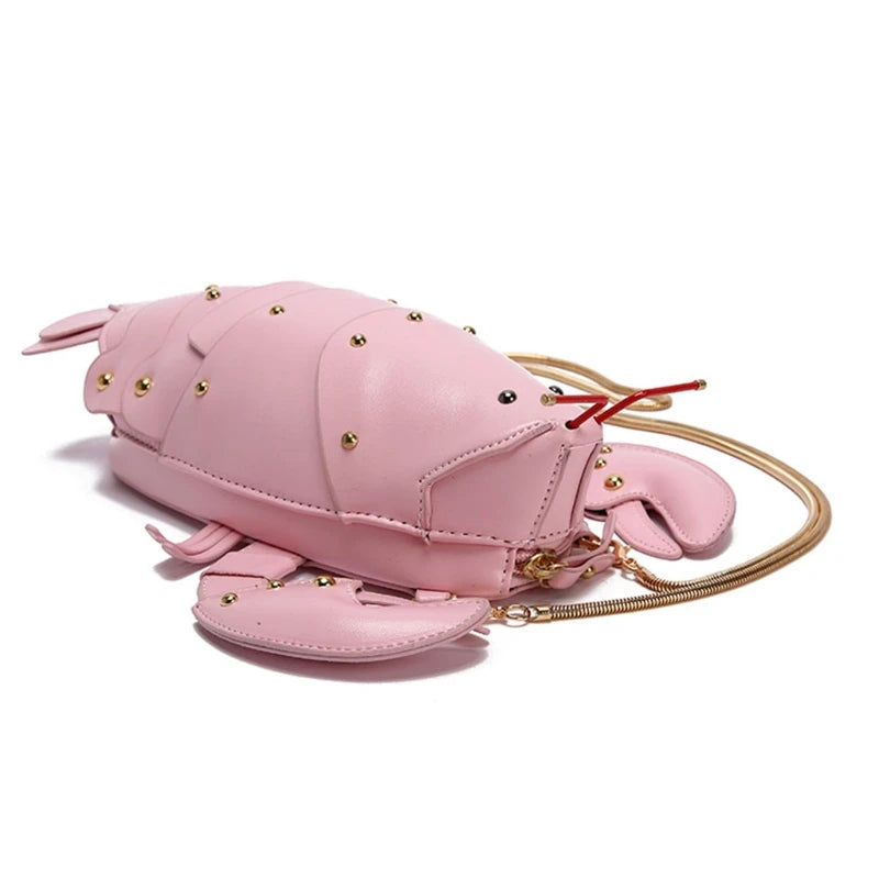 Lobster Crossbody Bag for Women PU Leather Rivets Shoulder Clutch