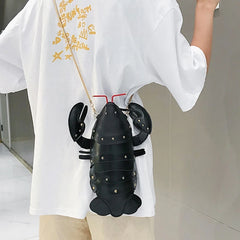Lobster Crossbody Bag for Women PU Leather Rivets Shoulder Clutch