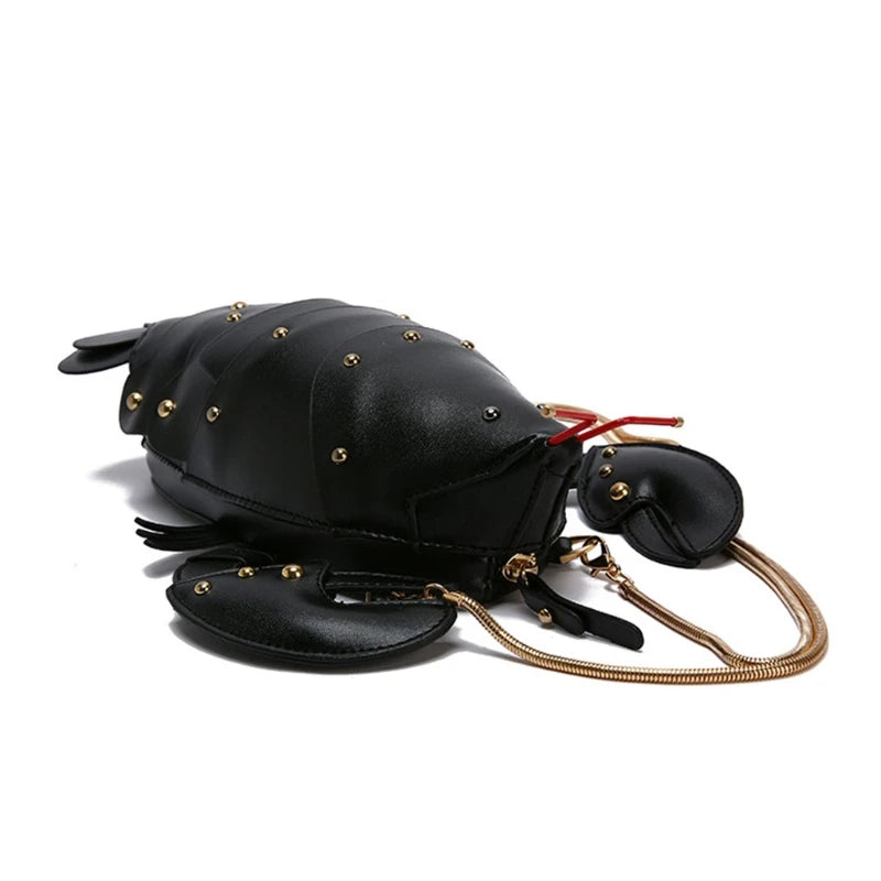 Lobster Crossbody Bag for Women PU Leather Rivets Shoulder Clutch