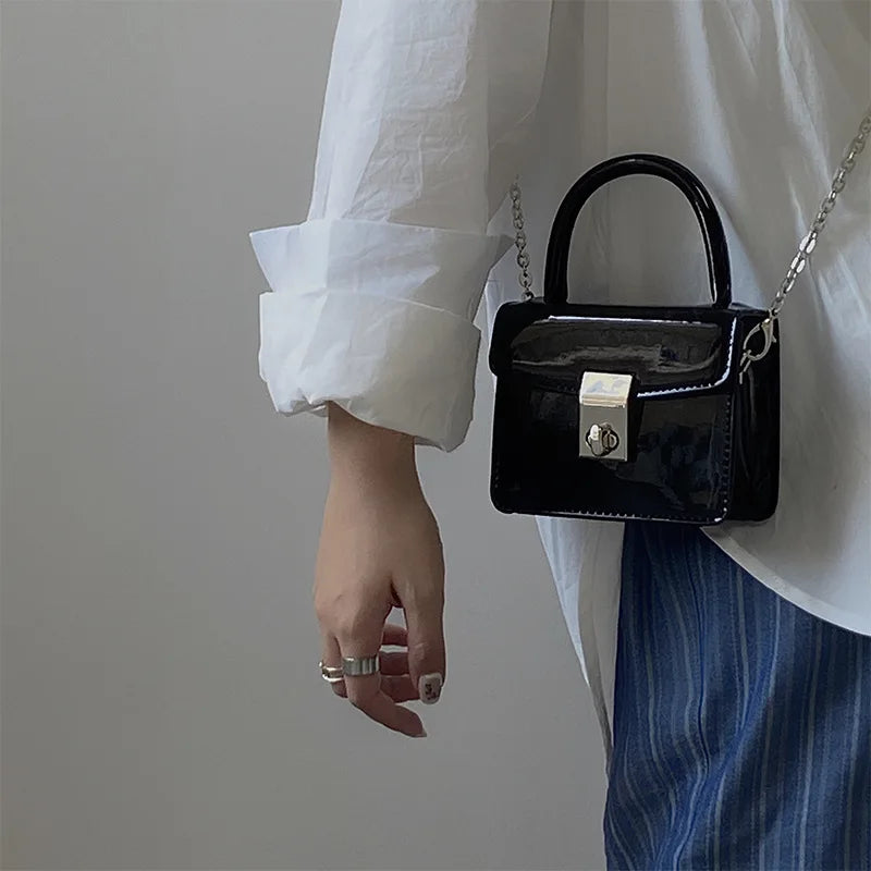 Lock Square Bag Small Big Women Leather Chain Crossbody Shoulder Bag Handbag